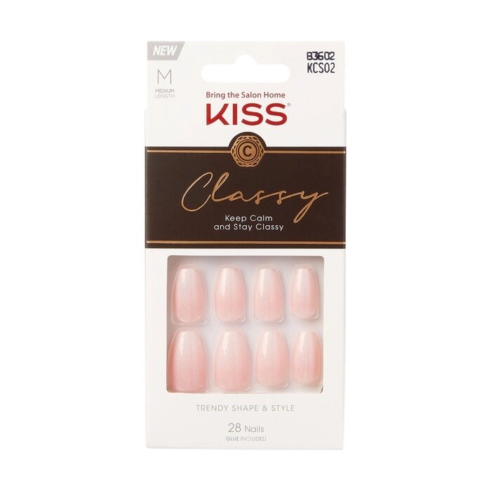 Набор накладных ногтей с клеем Kiss KCS02C "Изысканная классика", средней длины, 28 шт от компании Интернет-гипермаркет «MALL24» - фото 1