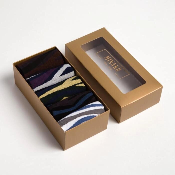 Набор носков мужских MINAKU "Зебра", 5 пар, размер 40-41 (27 см) от компании Интернет-гипермаркет «MALL24» - фото 1