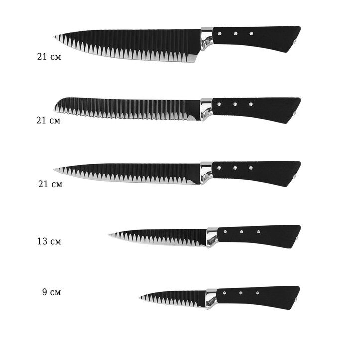 Набор ножей 6 предметов на подставке нержавеющая сталь от компании Интернет-гипермаркет «MALL24» - фото 1