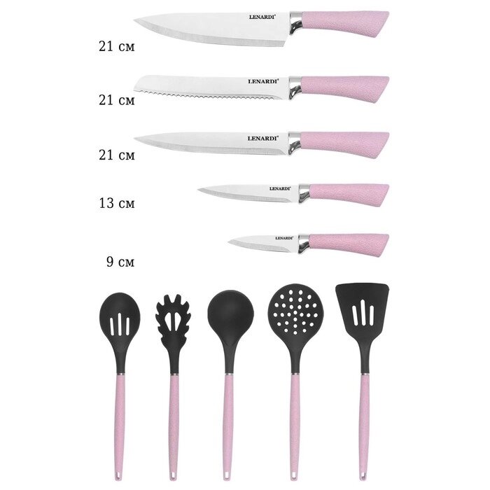 Набор ножей и кухонных принадлежностей 12 предметов на подставке нержавеющая сталь от компании Интернет-гипермаркет «MALL24» - фото 1