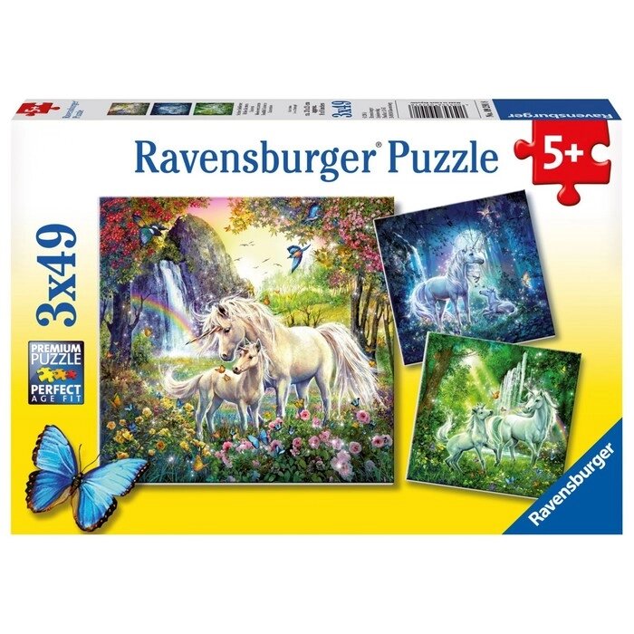 Набор пазлов Ravensburger "Единороги", 3 штуки, 49 элементов от компании Интернет-гипермаркет «MALL24» - фото 1