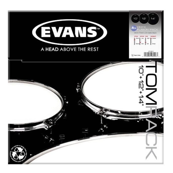 Набор пластика для том барабана Evans ETP-ONX2-F Onyx Coated Fusion (10", 12", 14") от компании Интернет-гипермаркет «MALL24» - фото 1