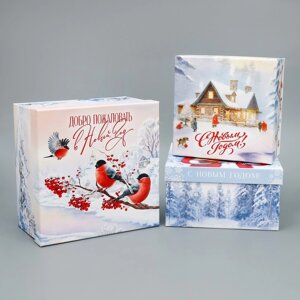 Набор подарочных коробк 3 в 1 "Новогодняя сказка", 18 18 10 – 22 22 12 см