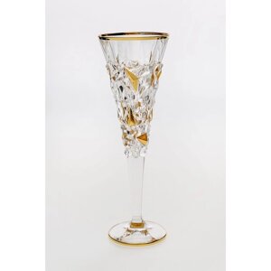 Набор рюмок для шампанского Glacier, декор золото, 6 шт., 200 мл