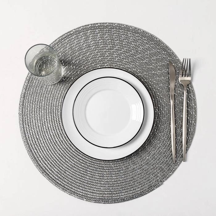 Набор салфеток кухонных Доляна "Рэй", 4 шт, d=38 см, цвет серый от компании Интернет-гипермаркет «MALL24» - фото 1