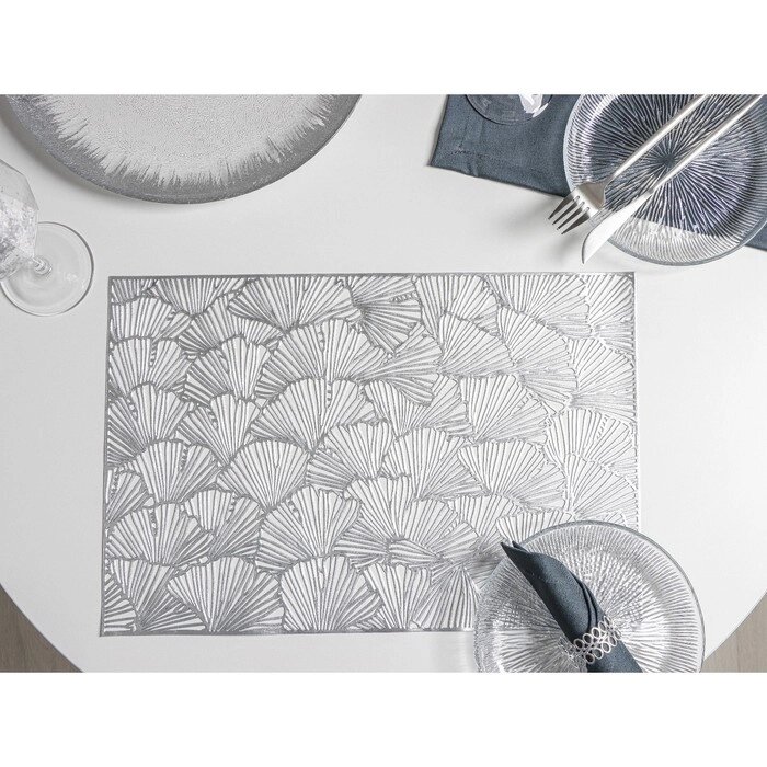 Набор салфеток кухонных "Веер", 4 шт, 3838 см, цвет серебро от компании Интернет-гипермаркет «MALL24» - фото 1