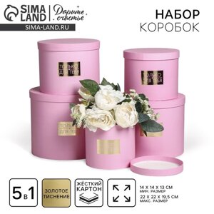 Набор шляпных коробок для цветов 5 в 1 "Нежность", 14 13 см - 22 19,5 см