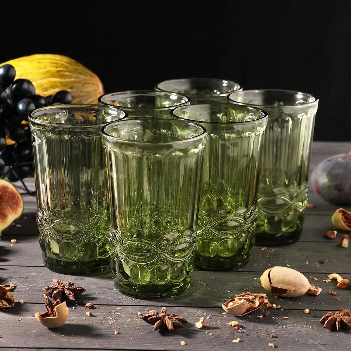 Набор стаканов "Ла-Манш", 350 мл, 8х8х12,5 см, 6 шт, цвет зелёный от компании Интернет-гипермаркет «MALL24» - фото 1