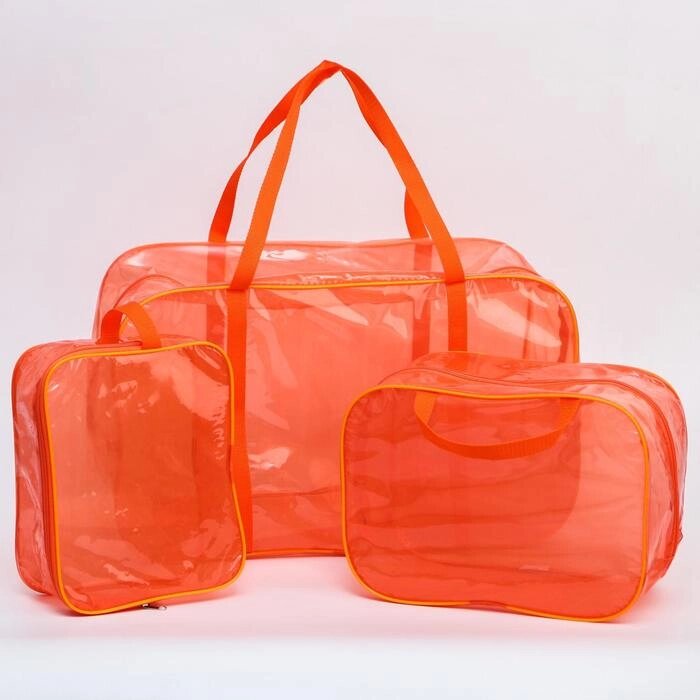 Набор сумок в роддом, 3 шт., цветной ПВХ, цвет оранжевый от компании Интернет-гипермаркет «MALL24» - фото 1