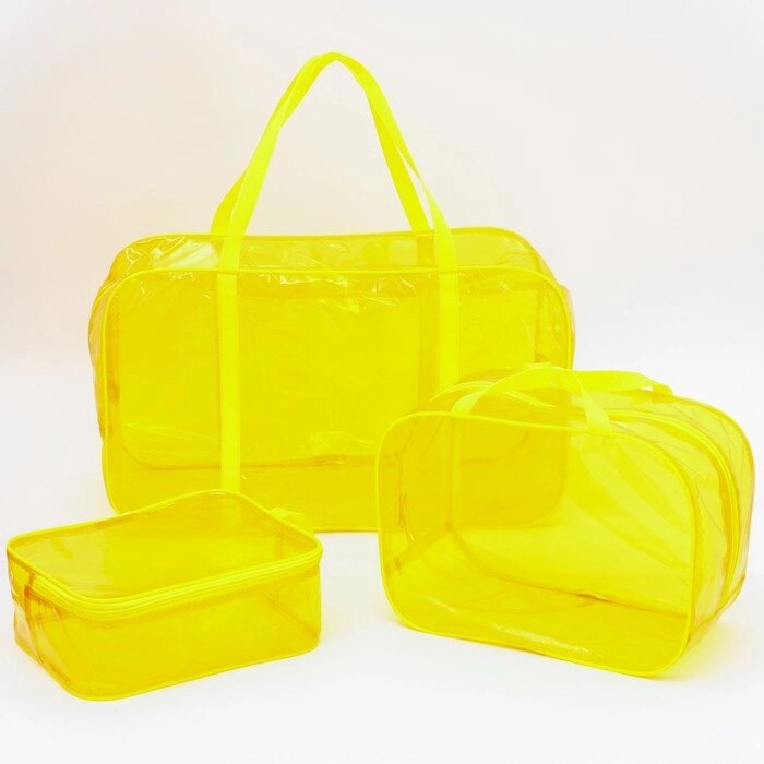 Набор сумок в роддом, 3 шт., цветной ПВХ, цвет желтый от компании Интернет-гипермаркет «MALL24» - фото 1