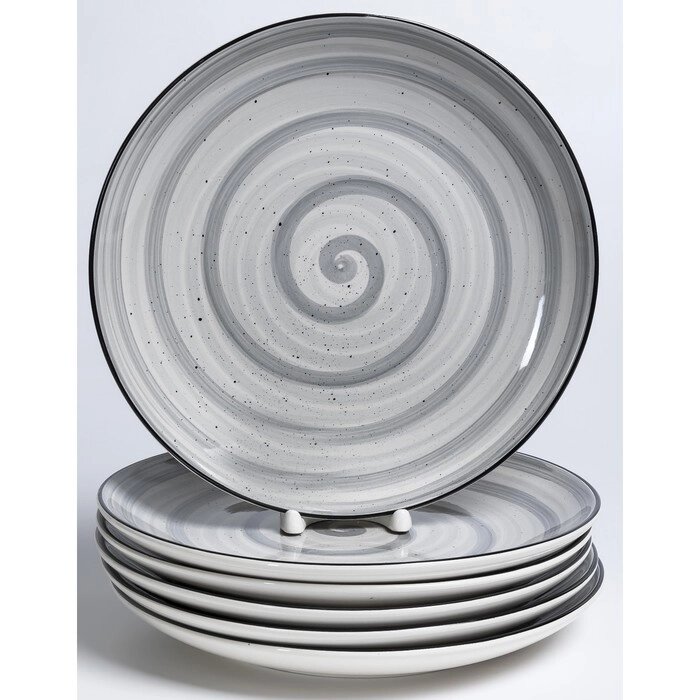 Набор тарелок Elrington "Аэрограф графитовый бриз", 6 шт., 27 см от компании Интернет-гипермаркет «MALL24» - фото 1