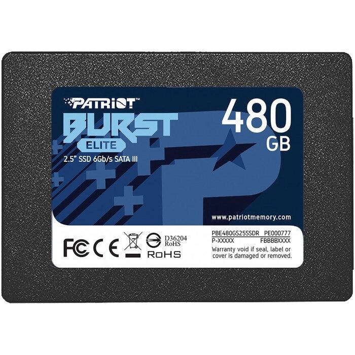 Накопитель SSD Patriot SATA III 480GB PBE480GS25SSDR Burst Elite 2.5" от компании Интернет-гипермаркет «MALL24» - фото 1