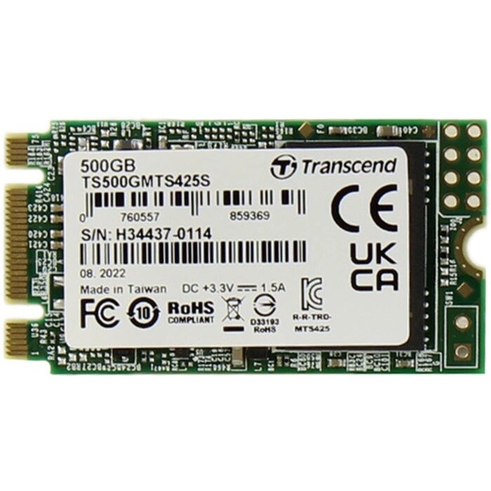 Накопитель SSD Transcend SATA III 500GB TS500GMTS425S 425S M. 2 2242 0.3 DWPD от компании Интернет-гипермаркет «MALL24» - фото 1