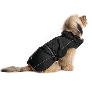 Нано куртка Dog Gone Smart Aspen parka зимняя с меховым воротником, ДС 35,5 см, чёрная