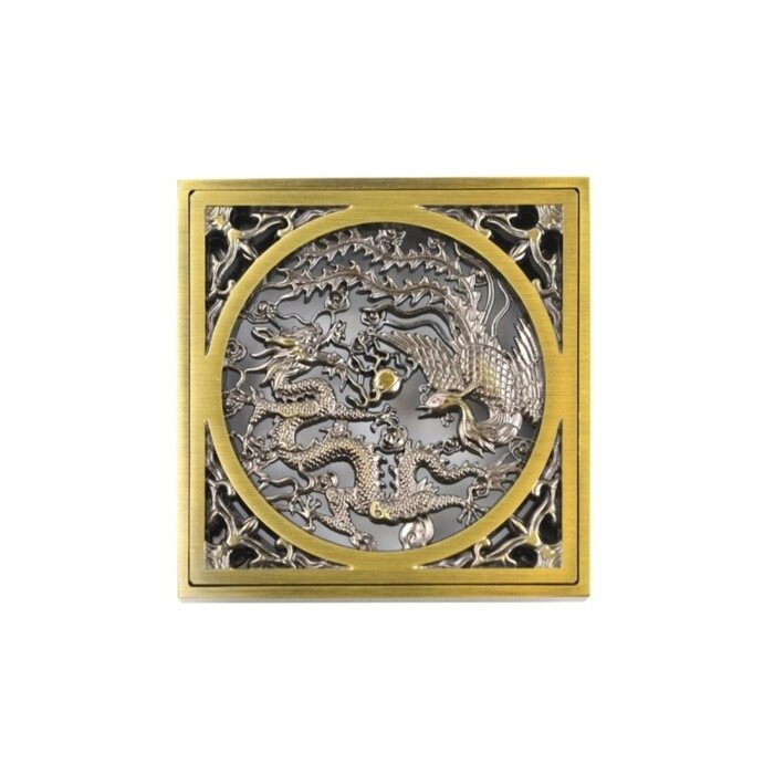 Насадка для трапа Bronze de Luxe "Дракон" 21986, d=100 мм, 100х100 мм, латунь, бронза от компании Интернет-гипермаркет «MALL24» - фото 1