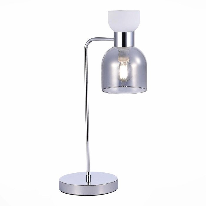 Настольная лампа E14, 1x40W, 24x15x45 см, цвет хром, белый, дымчатый от компании Интернет-гипермаркет «MALL24» - фото 1