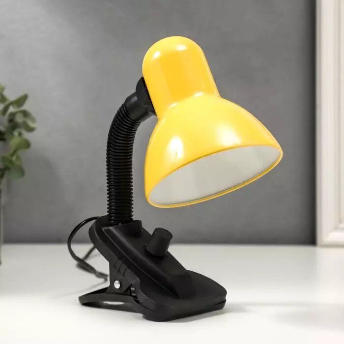 Настольная лампа на прищепке, 1х40Вт Е27, с диммером, желтая, 27х11,5х12 см от компании Интернет-гипермаркет «MALL24» - фото 1