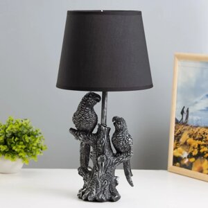 Настольная лампа "Попугаи" Е27 40Вт чёрный с серебряной патиной 22х22х43 см