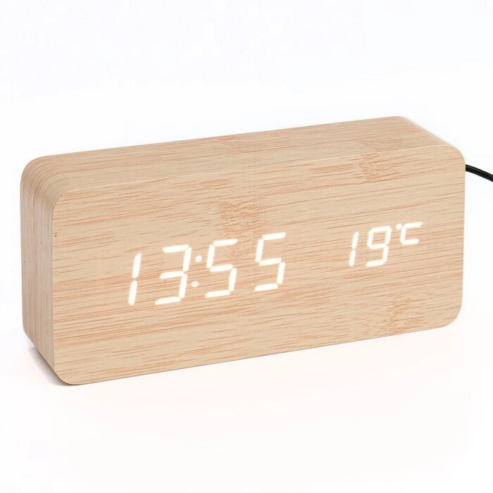 Настольные электронные часы "Цифра-Т", термометр, белая индикация от компании Интернет-гипермаркет «MALL24» - фото 1