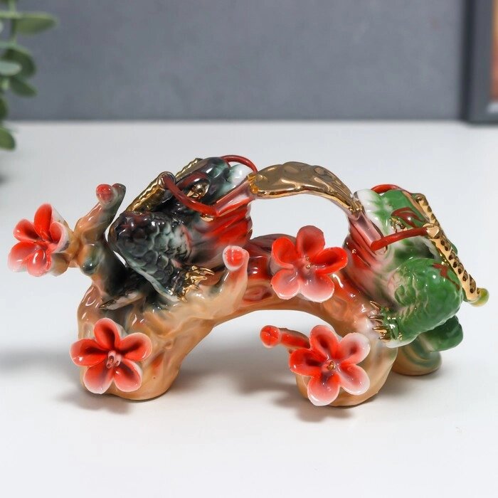 Нэцке керамика "Две жабы на ветке сакуры" 8х6,5х16 см от компании Интернет-гипермаркет «MALL24» - фото 1