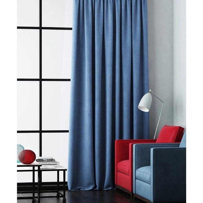 Негорючая портьера "Эклипсо", размер 145 х 280 см, цвет синий от компании Интернет-гипермаркет «MALL24» - фото 1