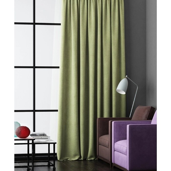 Негорючая портьера "Эклипсо", размер 145 х 280 см, цвет зелёный от компании Интернет-гипермаркет «MALL24» - фото 1