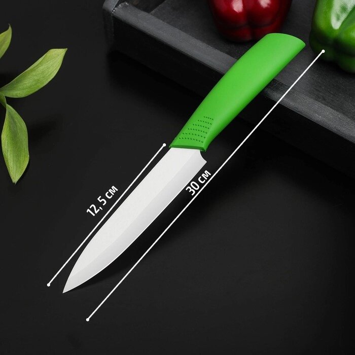 Нож керамический "Симпл", лезвие 12,5 см, ручка soft touch, цвет зелёный от компании Интернет-гипермаркет «MALL24» - фото 1