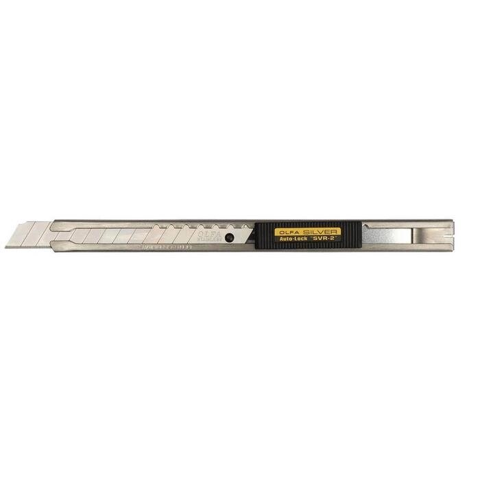 Нож OLFA OL-SVR-2, с выдвижным лезвием, нержавеющая сталь, автофиксатор, 9 мм от компании Интернет-гипермаркет «MALL24» - фото 1