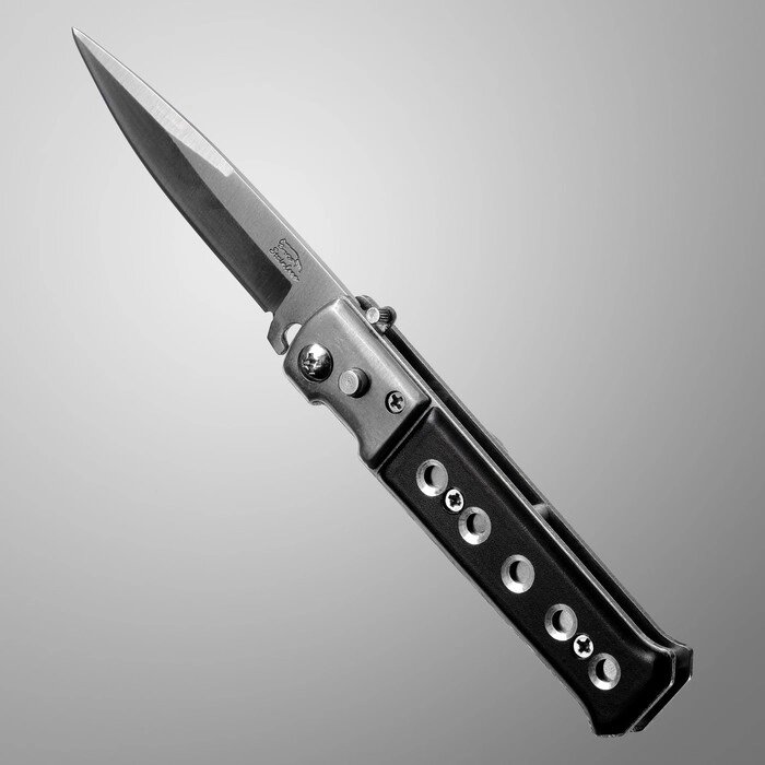 Нож складной автоматический Мастер К, рукоять хромированная (с кнопкой, фиксатором) от компании Интернет-гипермаркет «MALL24» - фото 1