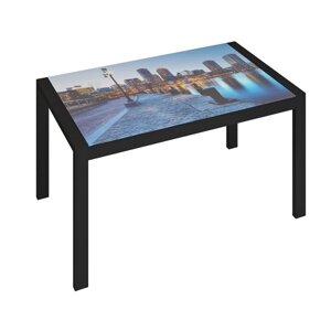 Обеденный стол "Бостон", 1200 700 754 мм, цвет чёрный муар / город