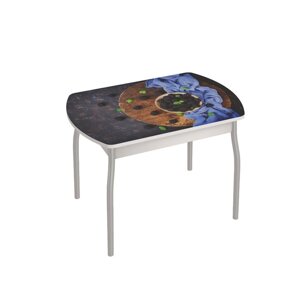 Обеденный стол "Орфей 6", 996 666 755 мм, cтекло, металл, рисунок ежевика