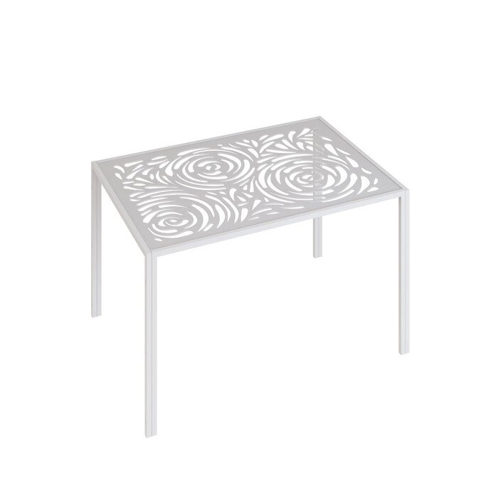 Обеденный стол "Роза", 1075  700  765 мм, металл белый, стекло, рисунок роза от компании Интернет-гипермаркет «MALL24» - фото 1