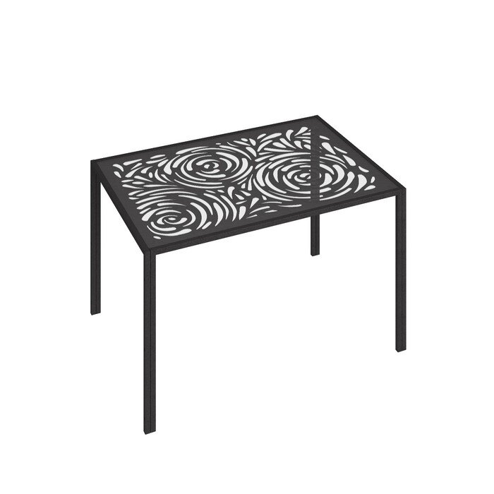 Обеденный стол "Роза", 1075  700  765 мм, металл чёрный, стекло, рисунок роза чёрная от компании Интернет-гипермаркет «MALL24» - фото 1