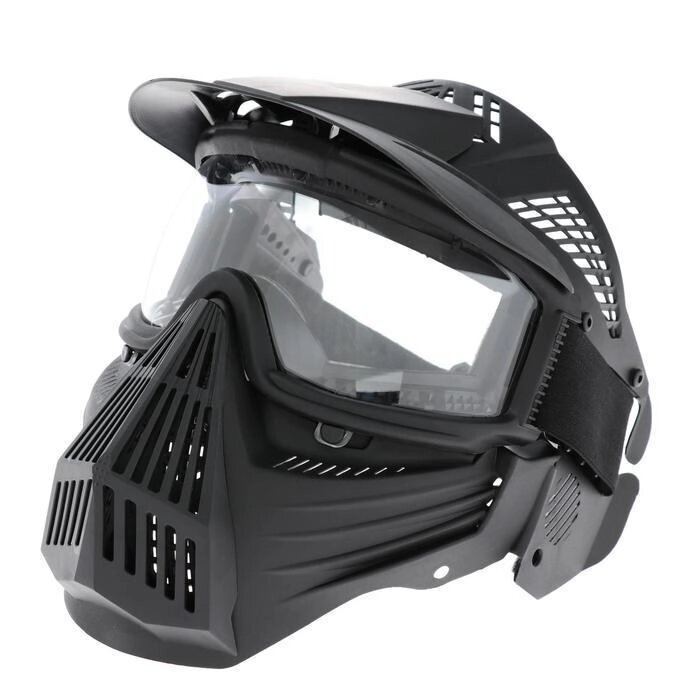 Очки-маска для езды на мототехнике, разборные, визор прозрачный, козырек, цвет черный от компании Интернет-гипермаркет «MALL24» - фото 1