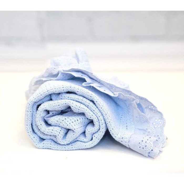 Одеяло вязанное, размер 80х100 см, цвет голубой от компании Интернет-гипермаркет «MALL24» - фото 1