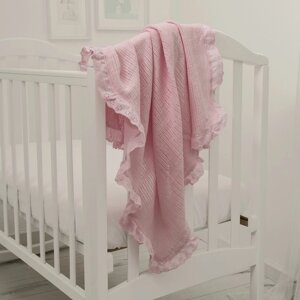 Одеяло вязанное, размер 80х100 см, цвет розовый