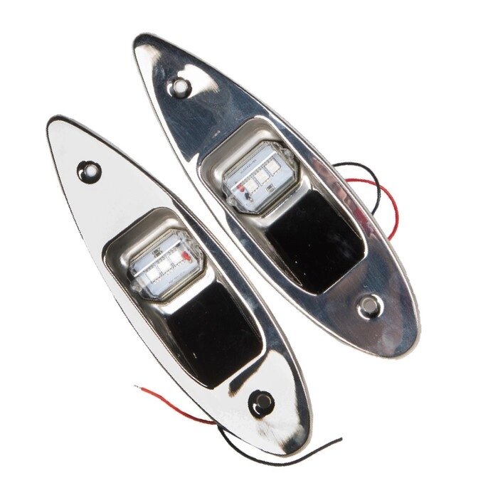 Огни ходовые Skipper 00195LD врезные, нержавеющая сталь, 12V, светодиод красный/зеленый от компании Интернет-гипермаркет «MALL24» - фото 1