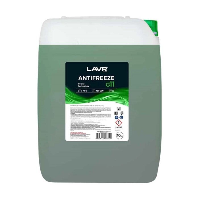 Охлаждающая жидкость LAVR Antifreeze G11 -40°С, 10 кг от компании Интернет-гипермаркет «MALL24» - фото 1