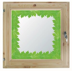 Окно 50х60 см, "Кленовые листья", однокамерный стеклопакет, хвоя