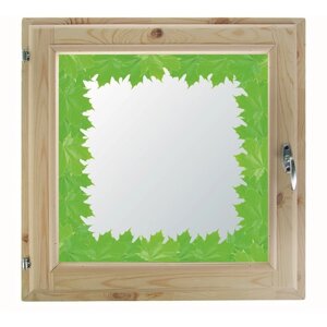 Окно 60х60 см, "Кленовые листья", однокамерный стеклопакет, хвоя
