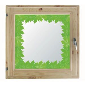 Окно 60х70 см, "Кленовые листья", однокамерный стеклопакет, хвоя