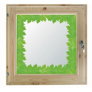 Окно 70х70 см, "Кленовые листья", однокамерный стеклопакет, хвоя
