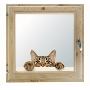 Окно 80х80 см, "Кошак", однокамерный стеклопакет, уплотнитель, хвоя