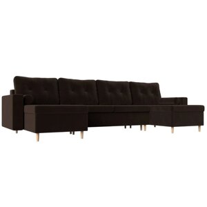 П-образный диван "Белфаст", механизм пантограф, микровельвет, цвет коричневый