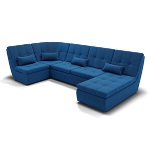 П-образный диван "Калифорния 4", механизм пума, угол левый, велюр, цвет гелекси лайт 014