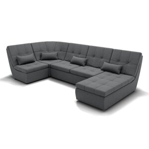 П-образный диван "Калифорния 4", механизм пума, угол левый, велюр, цвет гелекси лайт 021