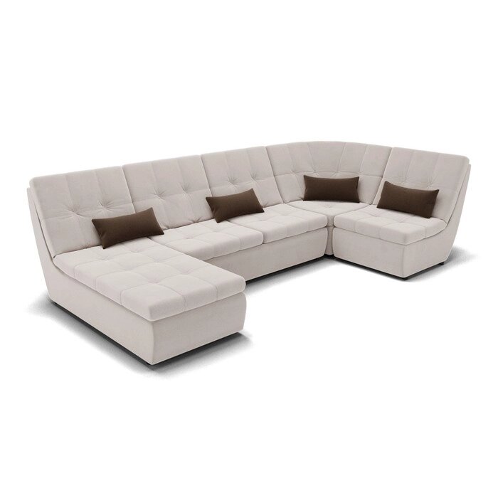 П-образный диван "Калифорния 4", пума, угол правый, велюр, цвет селфи 01 / подушки 03 от компании Интернет-гипермаркет «MALL24» - фото 1
