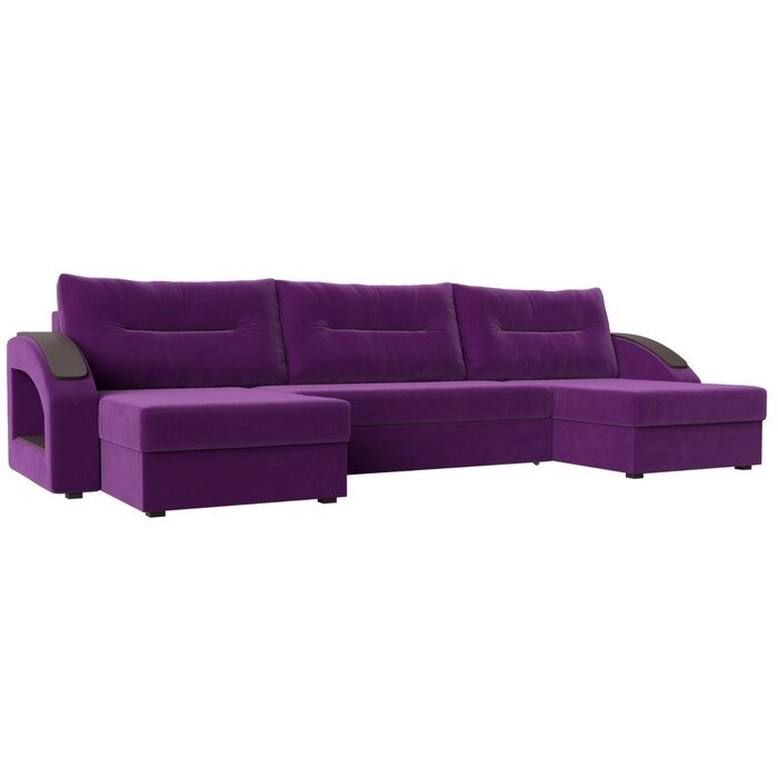 П-образный диван "Канзас", механизм еврокнижка, микровельвет, цвет фиолетовый от компании Интернет-гипермаркет «MALL24» - фото 1
