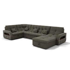 П-образный диван "Майами 4", механизм венеция, угол левый, велюр, цвет селфи 03
