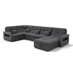 П-образный диван "Майами 4", механизм венеция, угол левый, велюр, цвет селфи 07